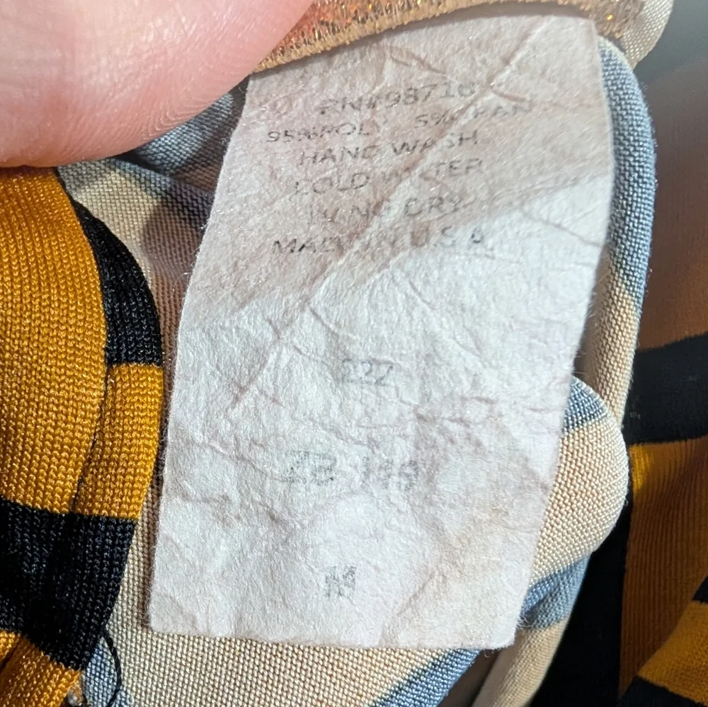 Avant Garde Geometric Print Bubble Hem Dress Zip Front Artwear Mustard Black M - Picture 8 of 9